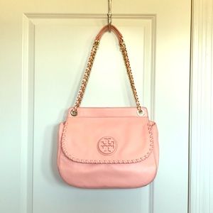 Tory Burch Pink Cross Body Shoulder Purse Gold